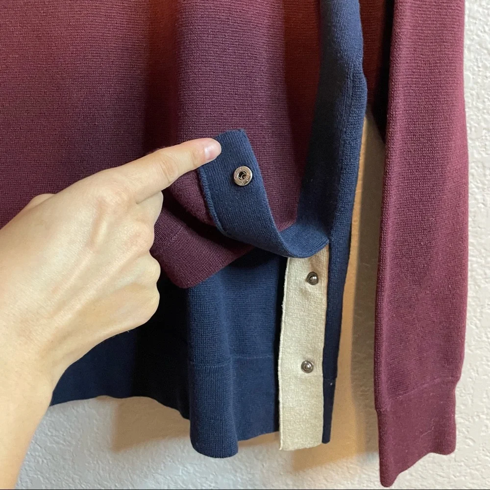 J.Crew Colorblock Side Snap Slits Knit Sweater